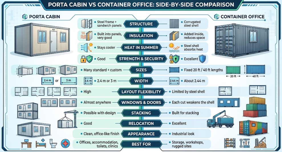 porta cabins vs potable contianer office